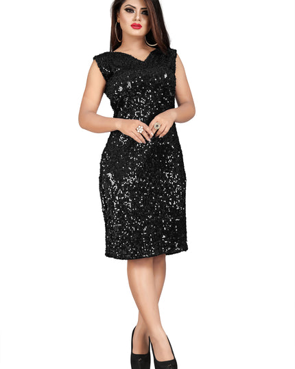 Velvet Sequins Sleeveless Bodycon Mini Dress