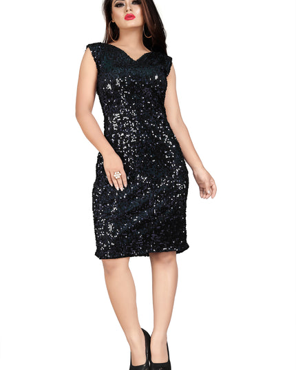 Velvet Sequins Sleeveless Bodycon Mini Dress