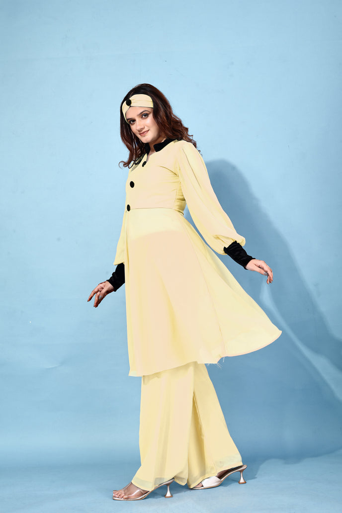 Georgette Anarkali Kurta with Palazzo & Headband