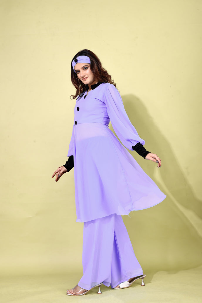 Georgette Anarkali Kurta with Palazzo & Headband