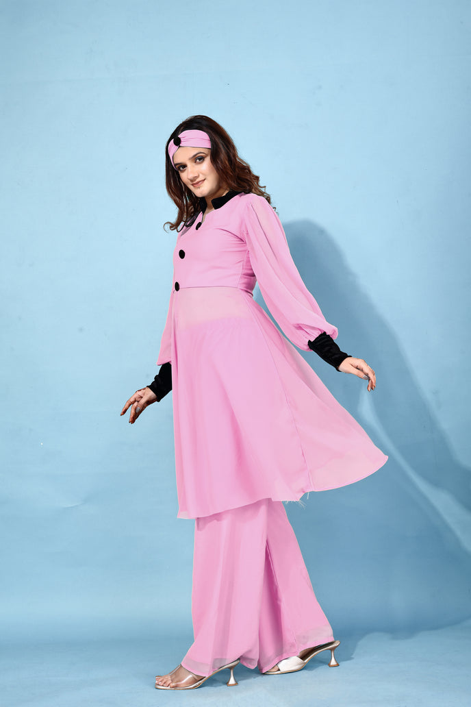 Georgette Anarkali Kurta with Palazzo & Headband