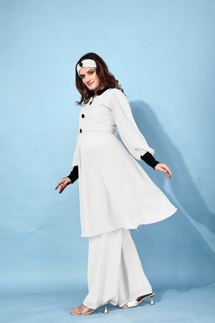 Georgette Anarkali Kurta with Palazzo & Headband
