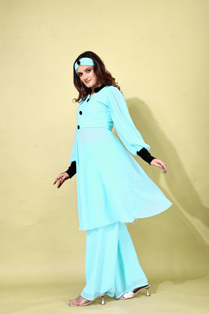 Georgette Anarkali Kurta with Palazzo & Headband