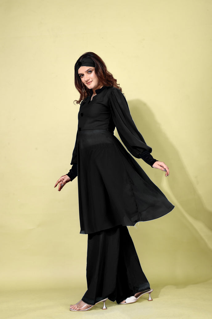 Georgette Anarkali Kurta with Palazzo & Headband