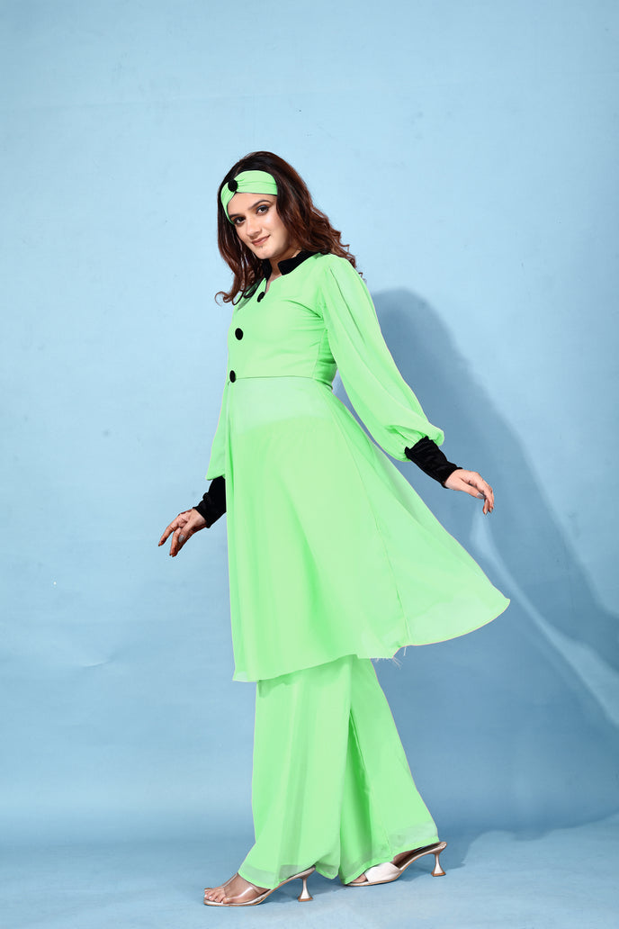 Georgette Anarkali Kurta with Palazzo & Headband