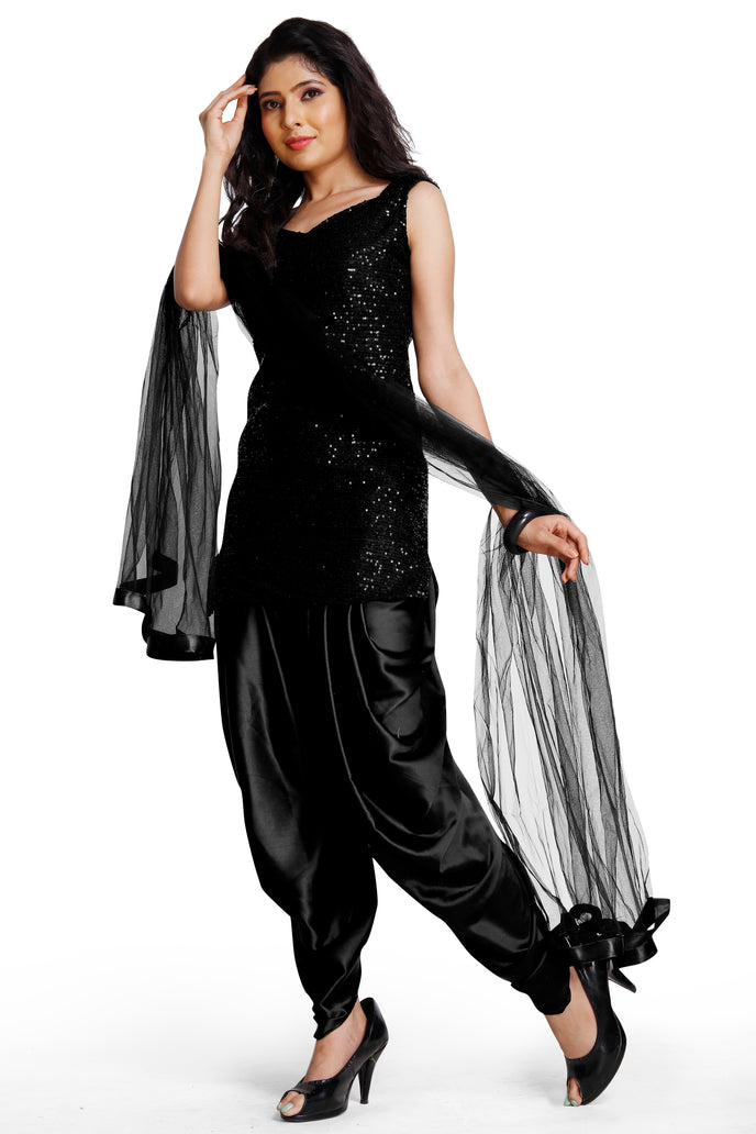 Stylish Sequins Dhoti Suit With Dupatta