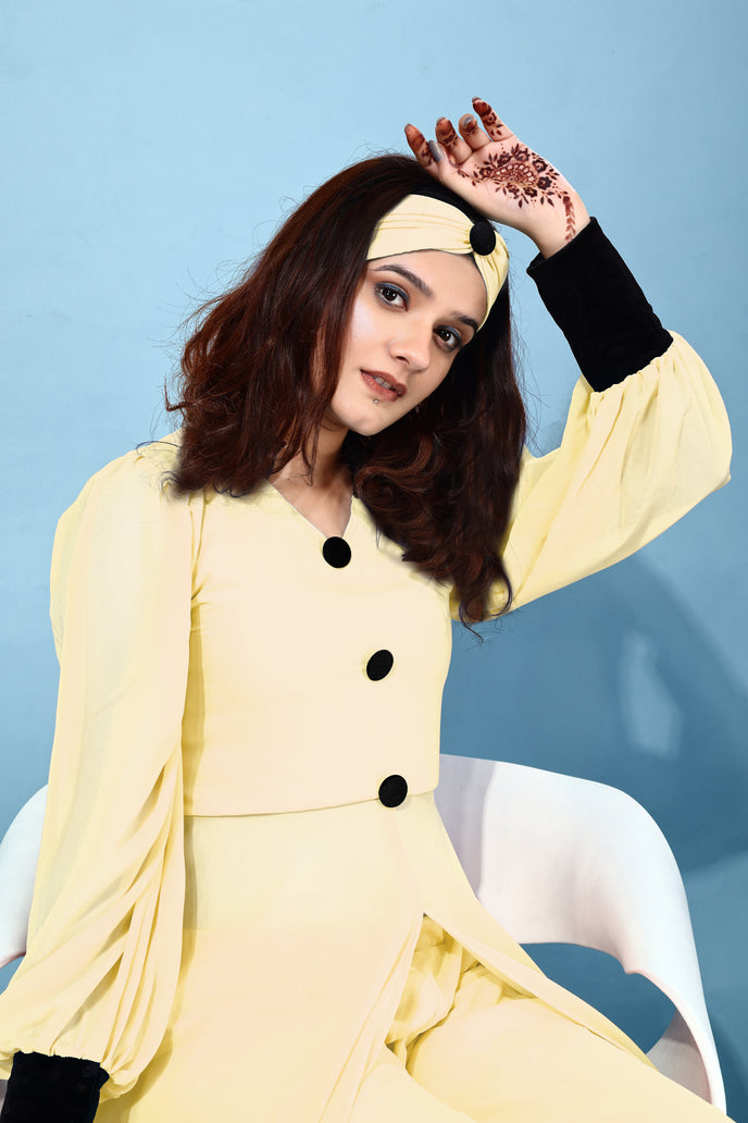 Georgette Anarkali Kurta with Palazzo & Headband