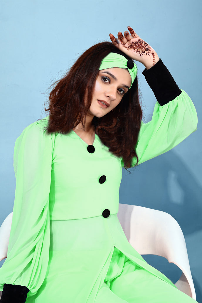 Georgette Anarkali Kurta with Palazzo & Headband