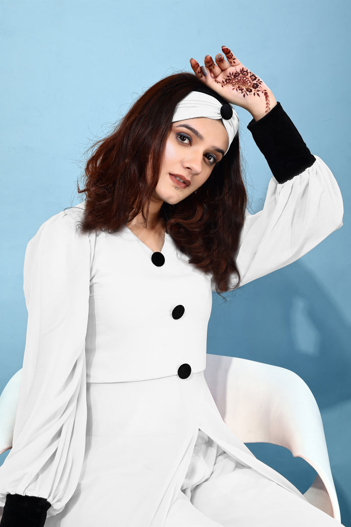 Georgette Anarkali Kurta with Palazzo & Headband