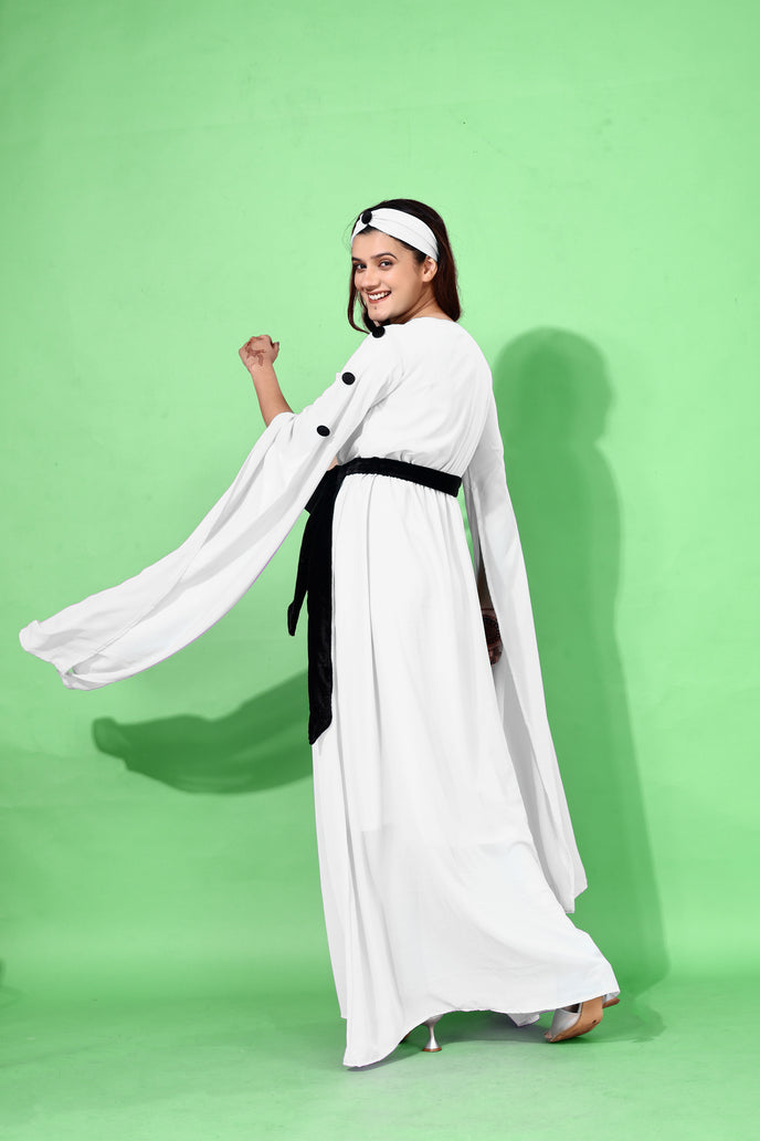 Fit and Flare Georgette Long Dress with Belt & Matching Headband