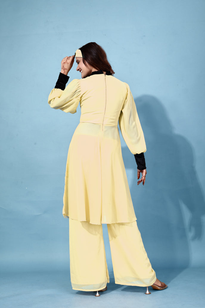 Georgette Anarkali Kurta with Palazzo & Headband