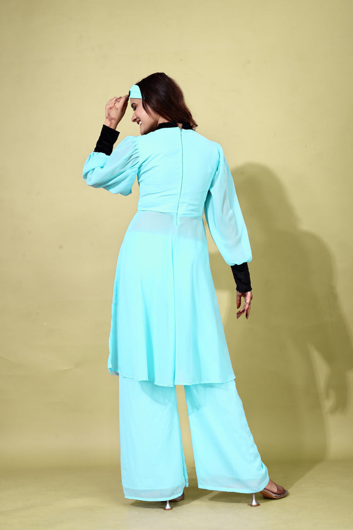 Georgette Anarkali Kurta with Palazzo & Headband