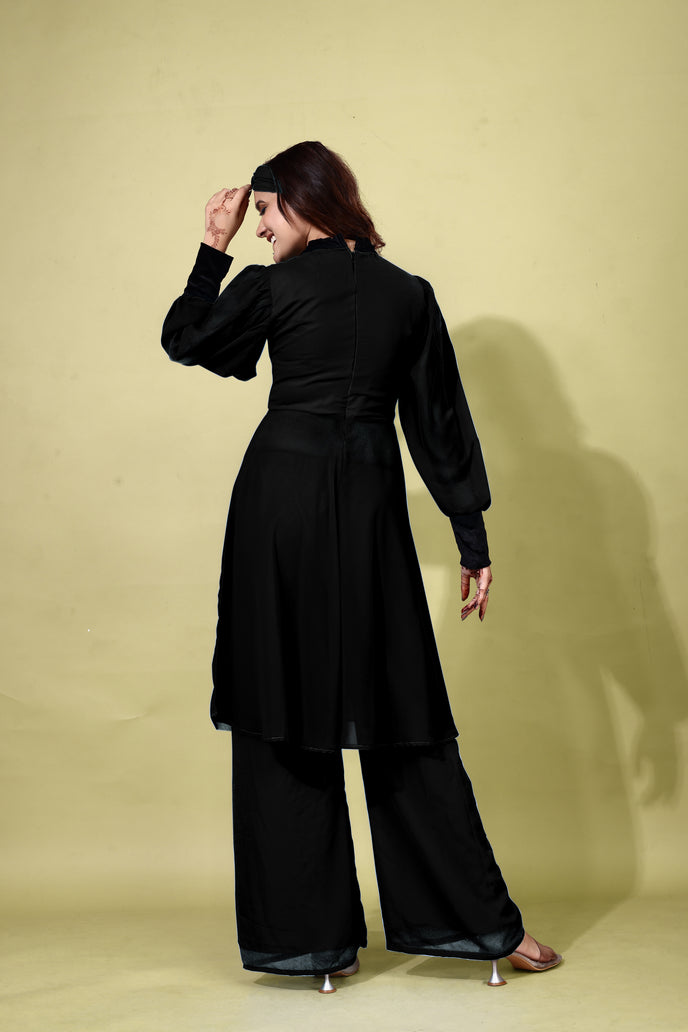 Georgette Anarkali Kurta with Palazzo & Headband
