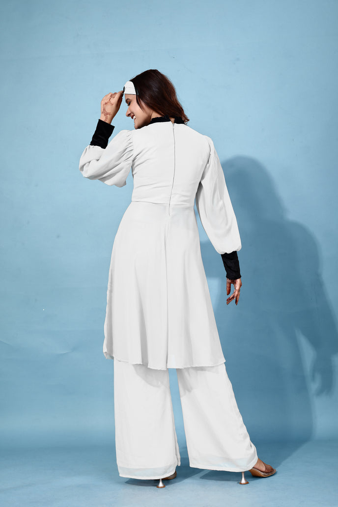 Georgette Anarkali Kurta with Palazzo & Headband