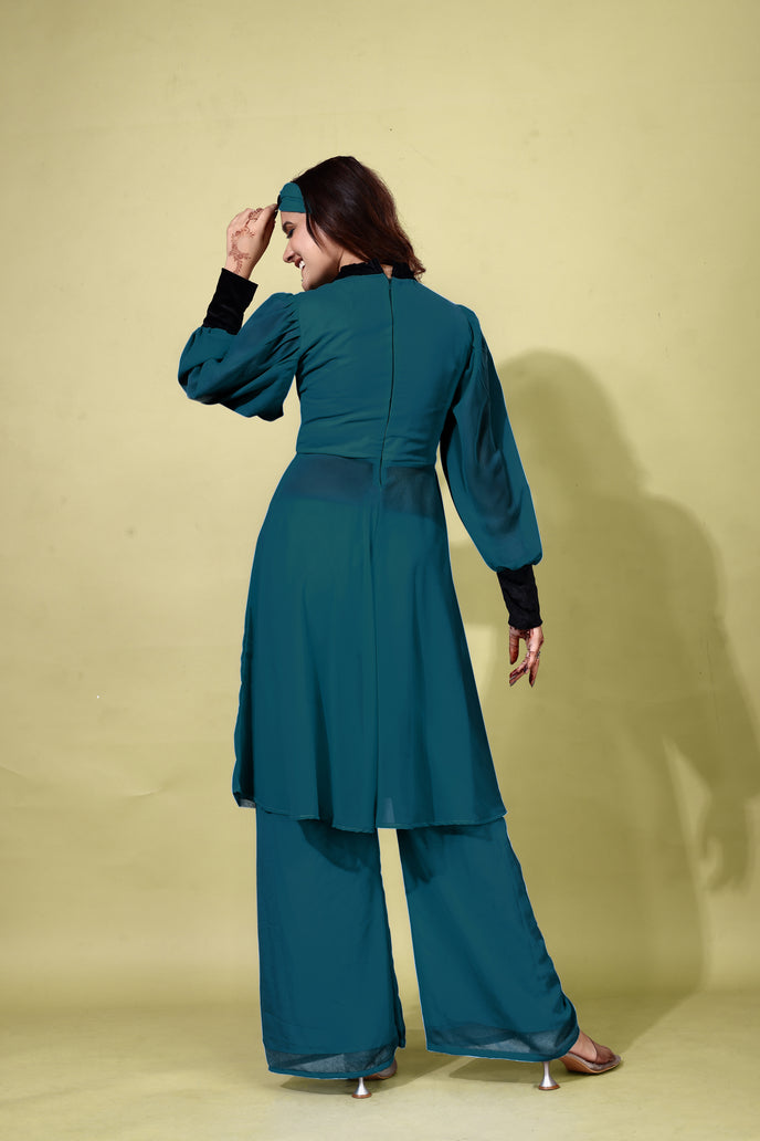 Georgette Anarkali Kurta with Palazzo & Headband