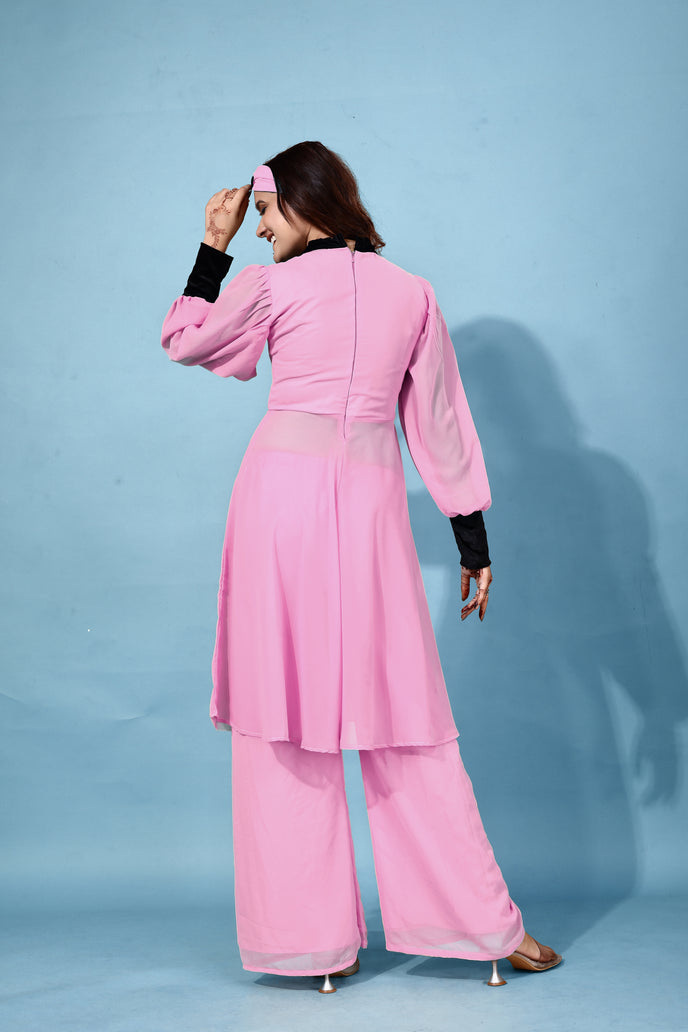 Georgette Anarkali Kurta with Palazzo & Headband
