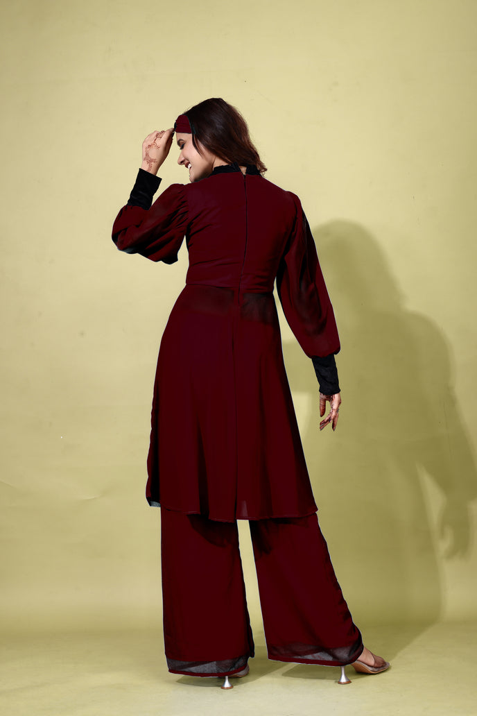 Georgette Anarkali Kurta with Palazzo & Headband