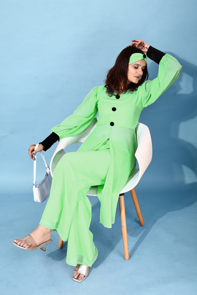 Georgette Anarkali Kurta with Palazzo & Headband