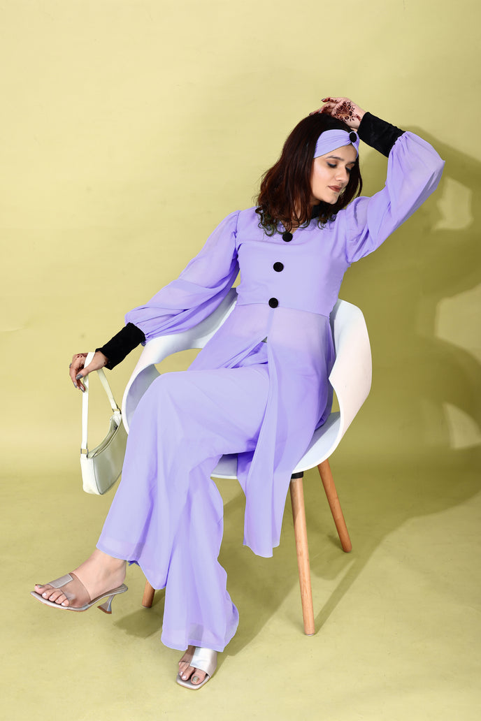 Georgette Anarkali Kurta with Palazzo & Headband