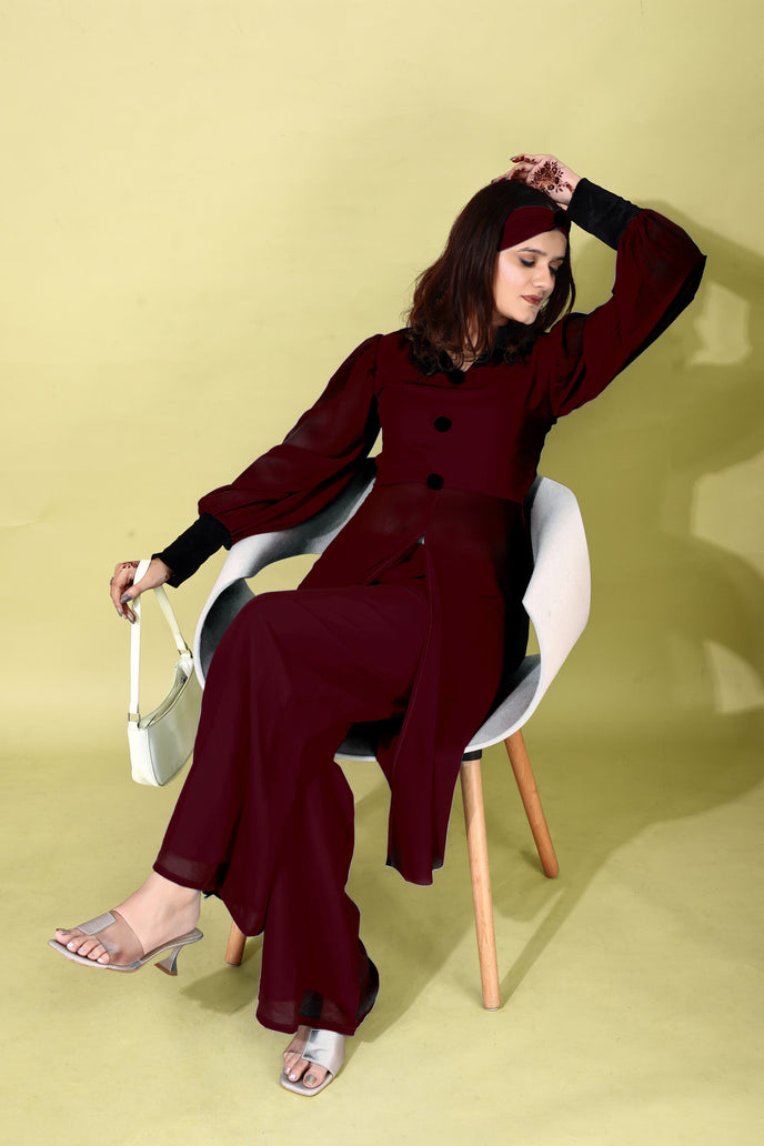 Georgette Anarkali Kurta with Palazzo & Headband