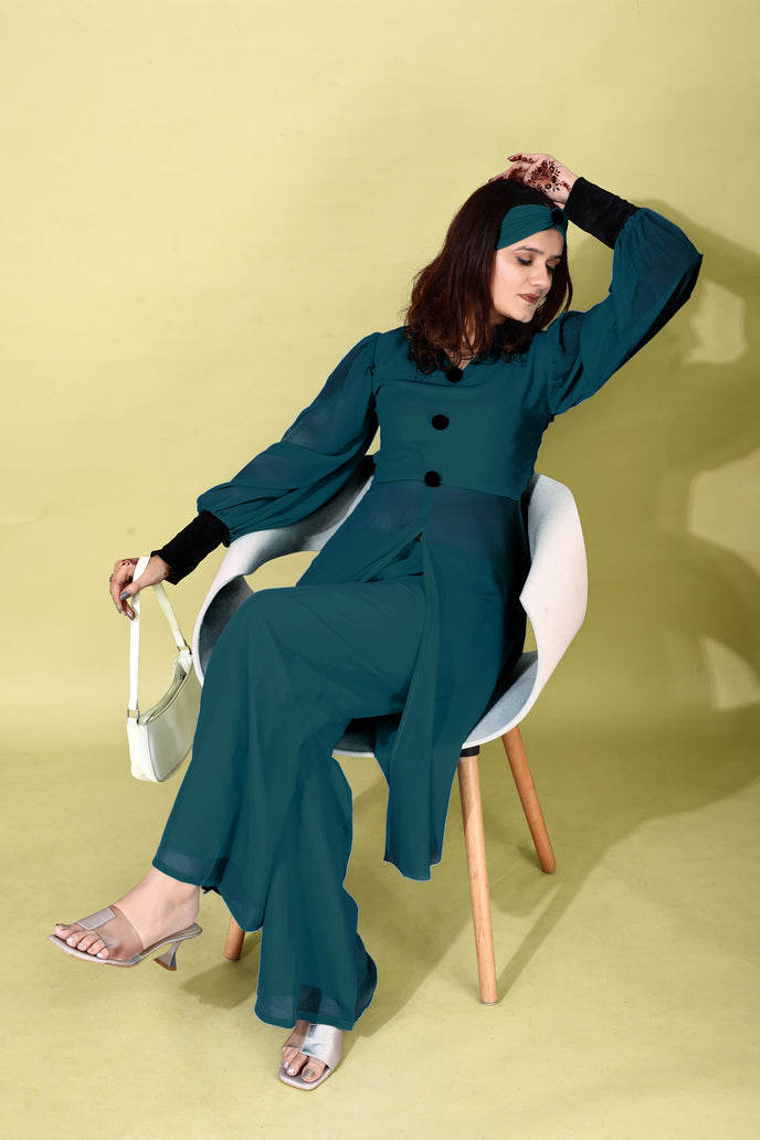 Georgette Anarkali Kurta with Palazzo & Headband