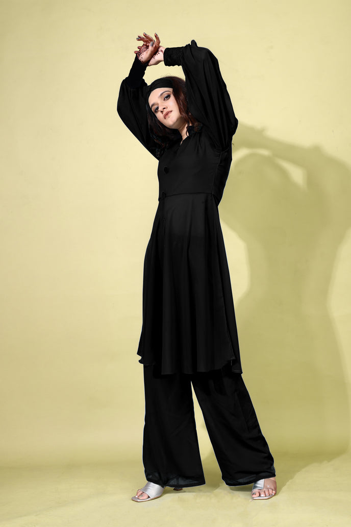 Georgette Anarkali Kurta with Palazzo & Headband