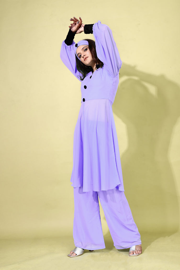 Georgette Anarkali Kurta with Palazzo & Headband