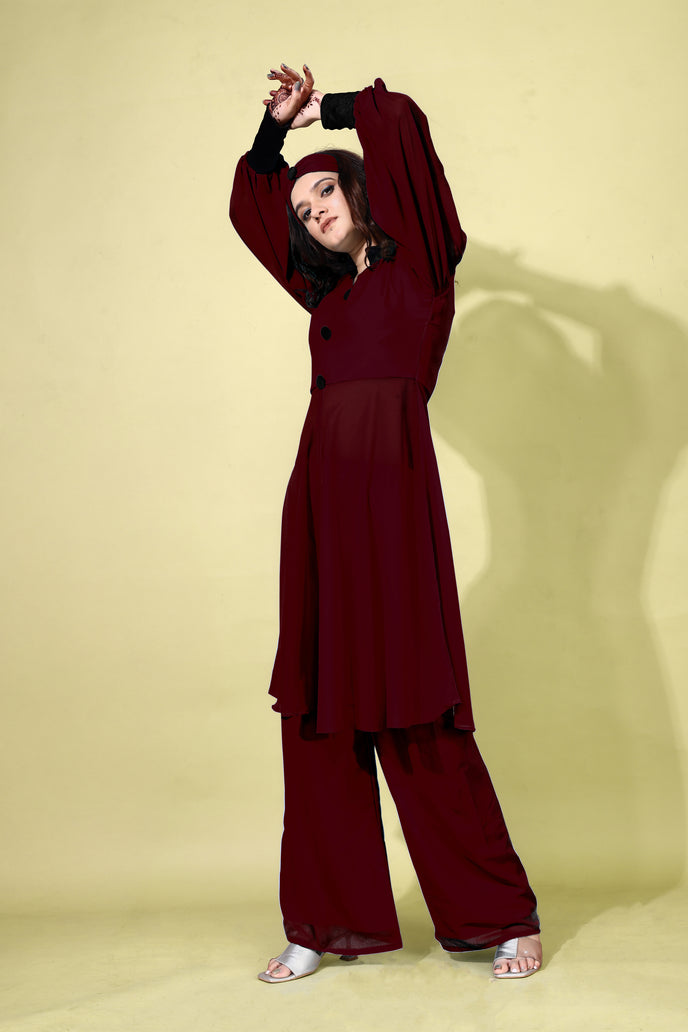 Georgette Anarkali Kurta with Palazzo & Headband