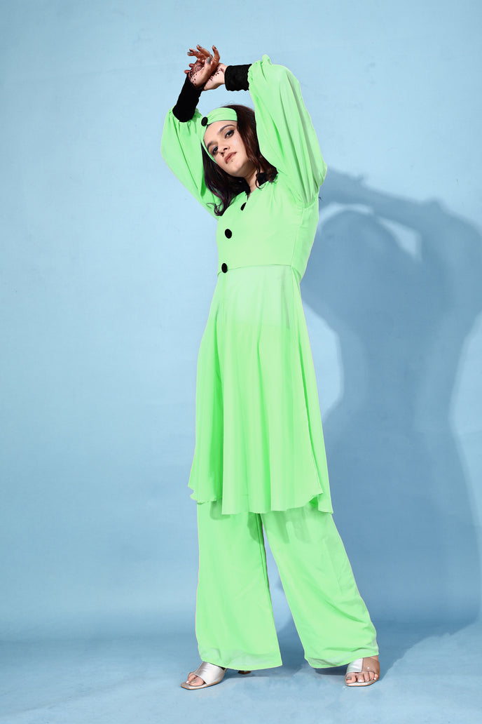Georgette Anarkali Kurta with Palazzo & Headband