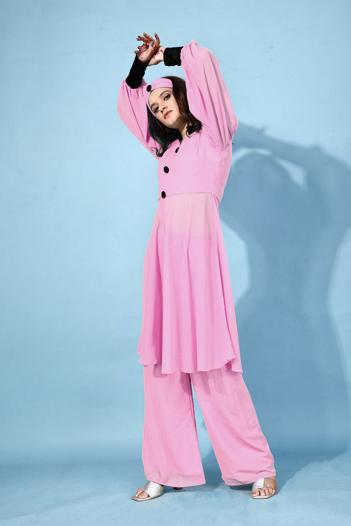 Georgette Anarkali Kurta with Palazzo & Headband