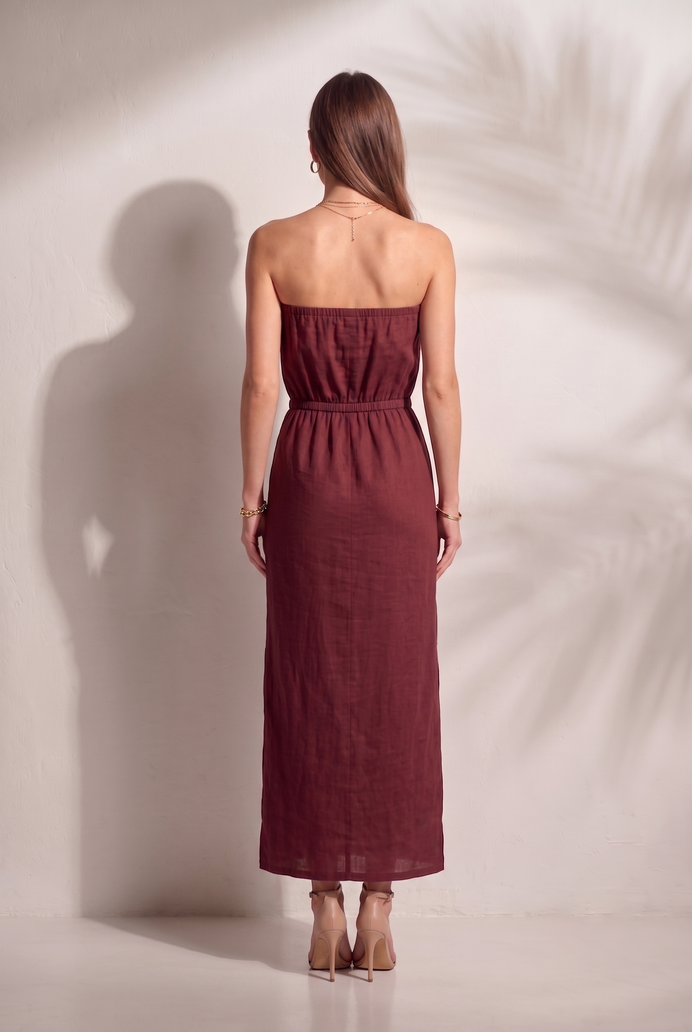 Cotton Tube Side Slit Long Dress