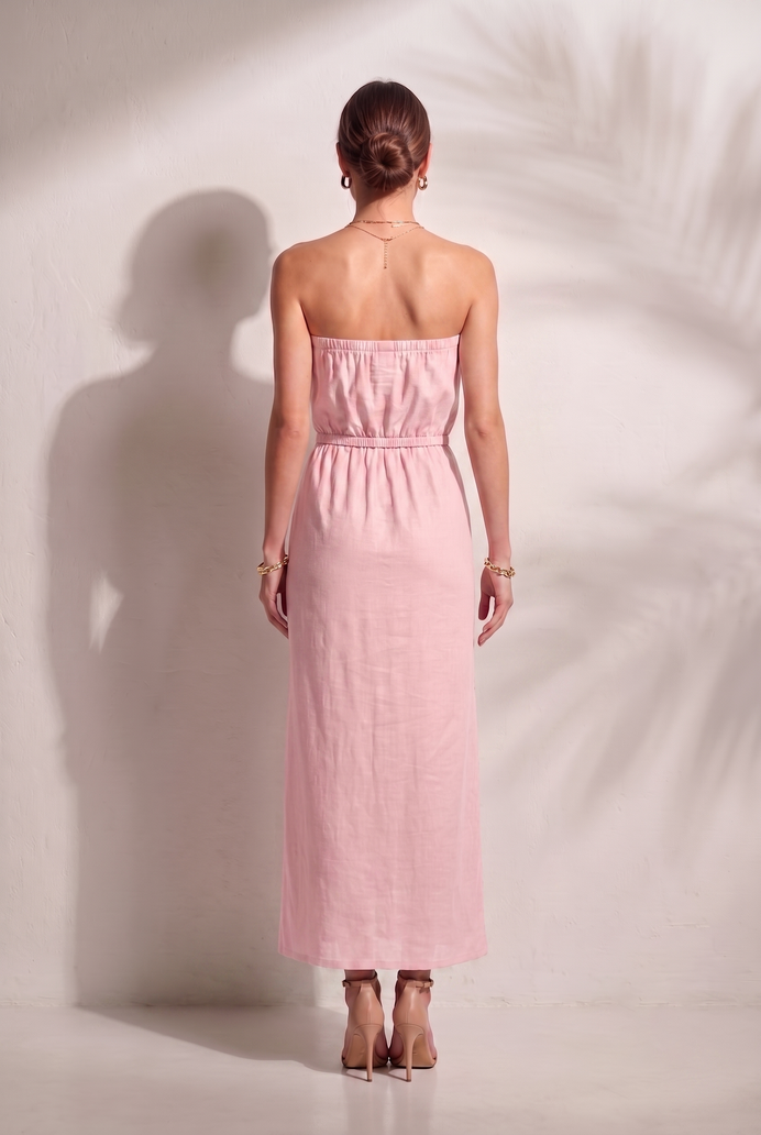 Cotton Tube Side Slit Long Dress