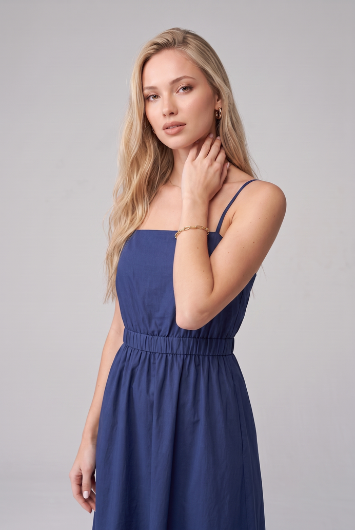 Fit & Flare Cotton Sleeveless Midi Dress