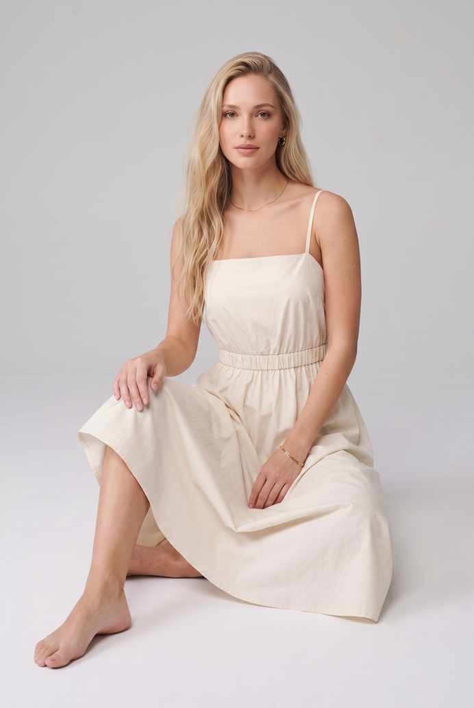 Fit & Flare Cotton Sleeveless Midi Dress