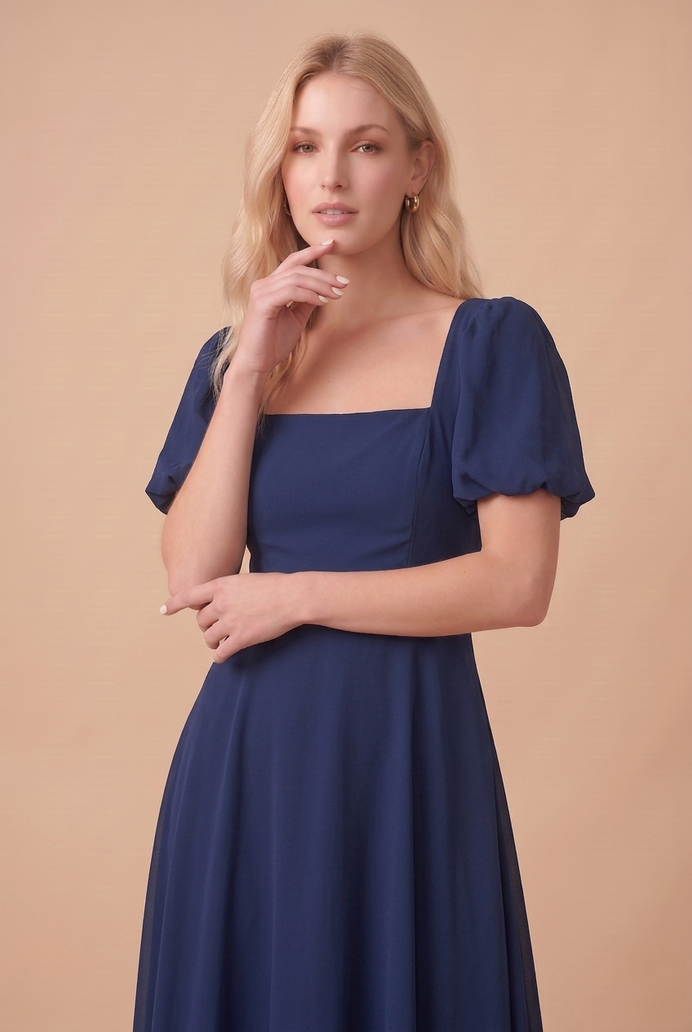 Fit And Flare Georgette Midi Dress