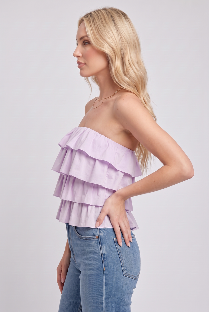 Cotton Crop Frilled Tube Top