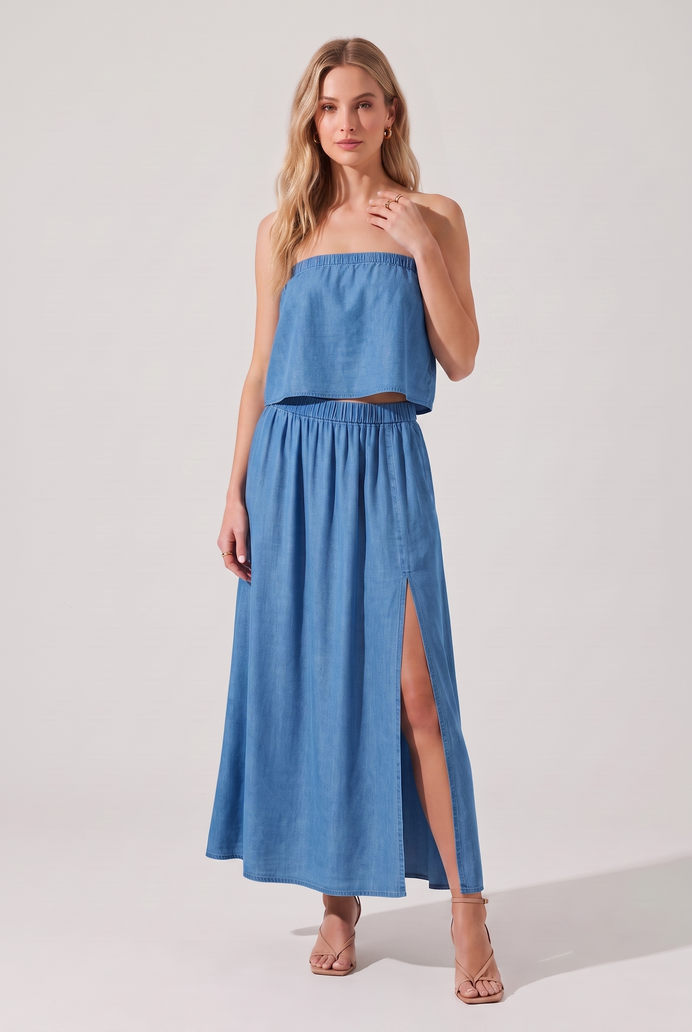 Denim Co-ord Skirt & Tube Top Set