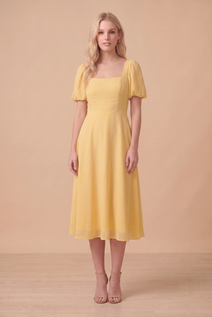 Fit And Flare Georgette Midi Dress