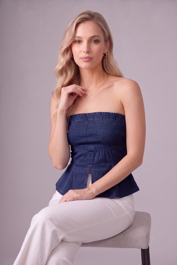 Denim Tube Crop Top
