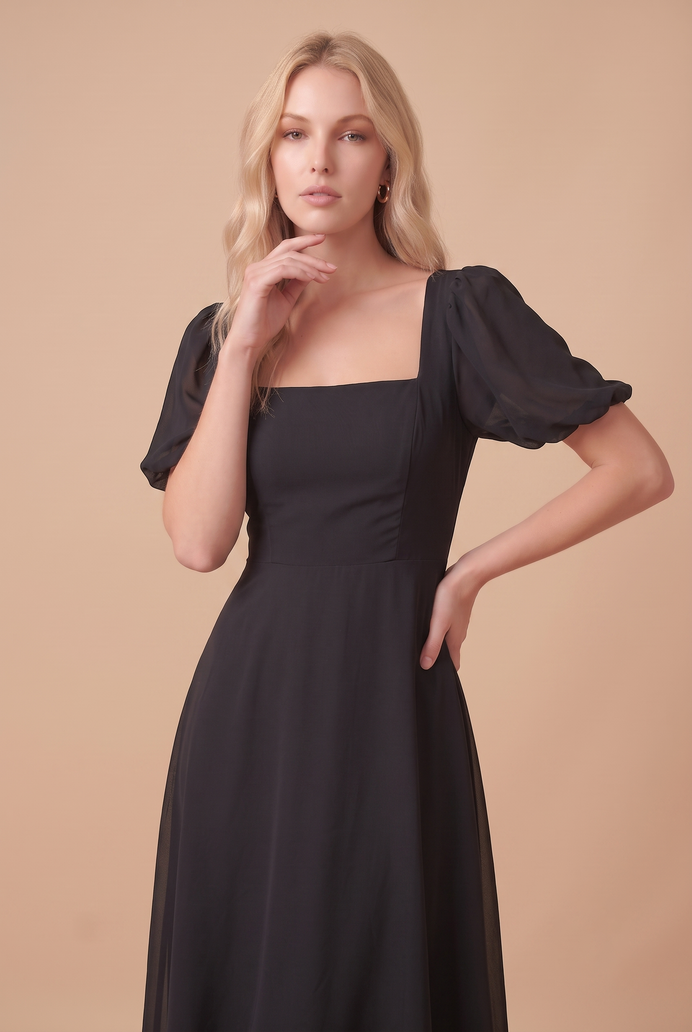 Fit And Flare Georgette Midi Dress