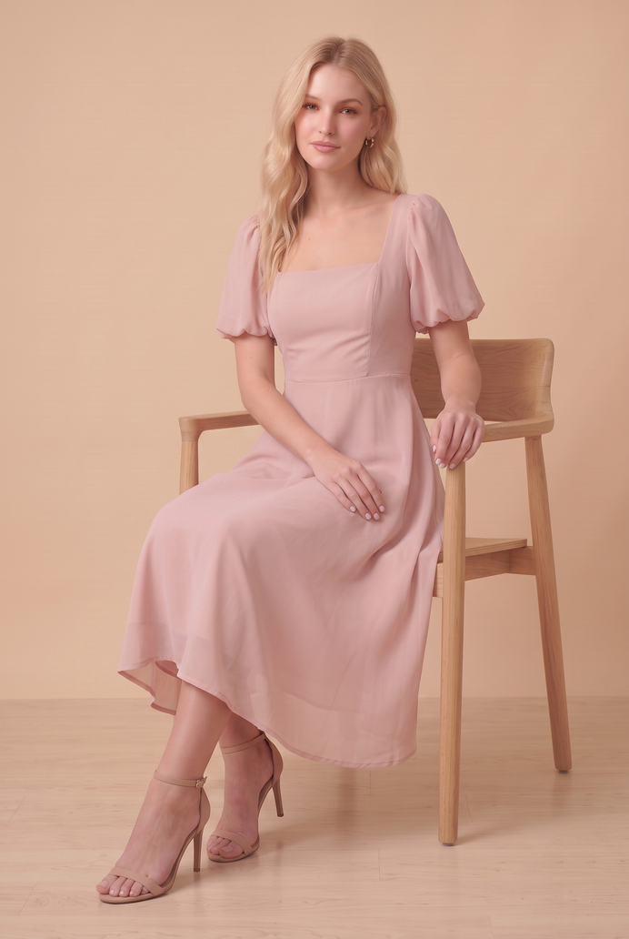 Fit And Flare Georgette Midi Dress