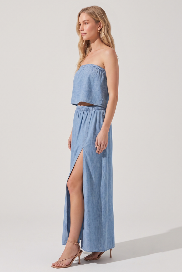 Denim Co-ord Skirt & Tube Top Set