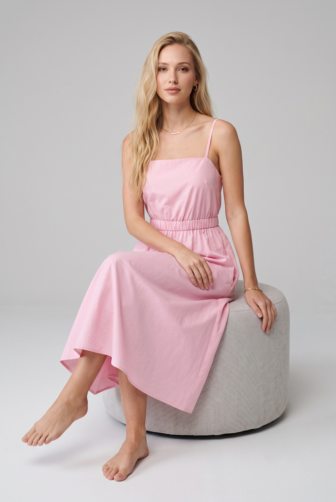 Fit & Flare Cotton Sleeveless Midi Dress