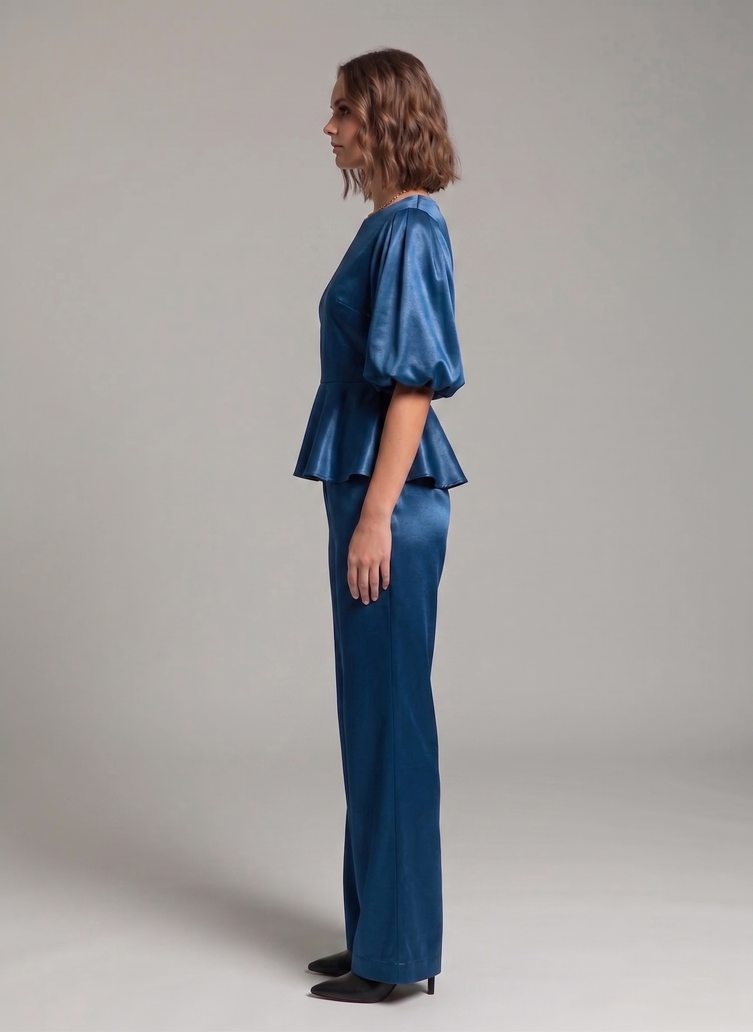 Balloon Sleeve Satin Co-ord Set