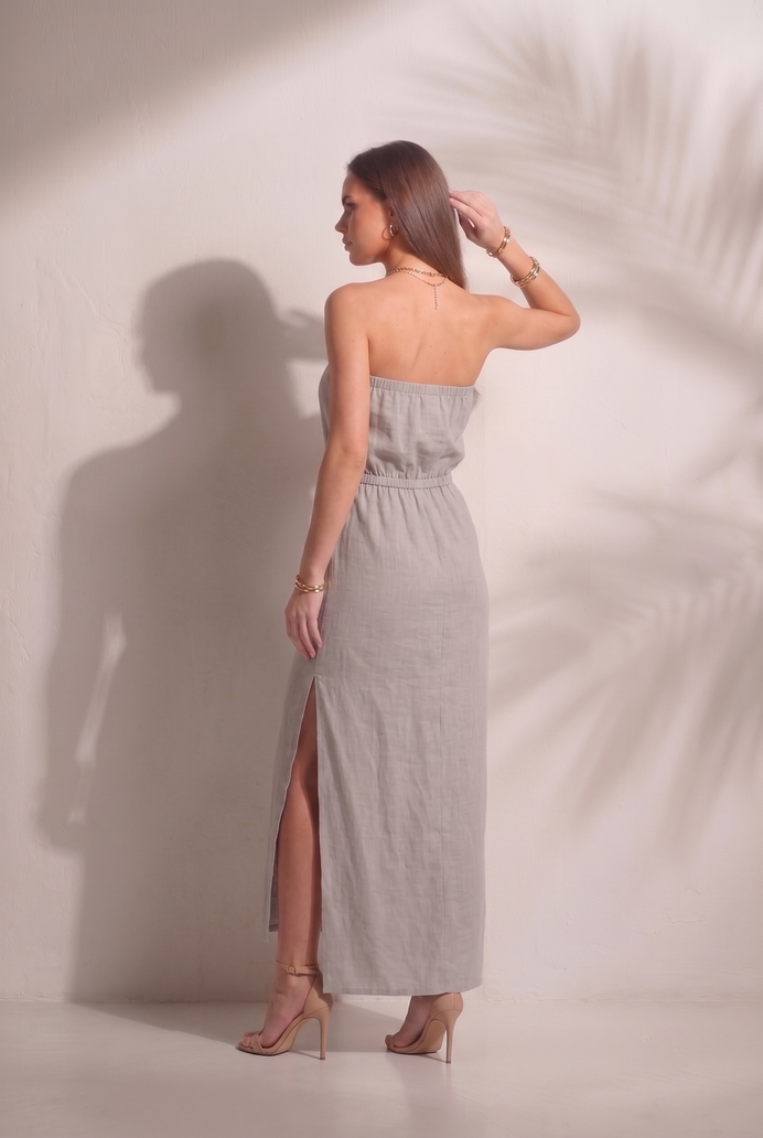 Cotton Tube Side Slit Long Dress