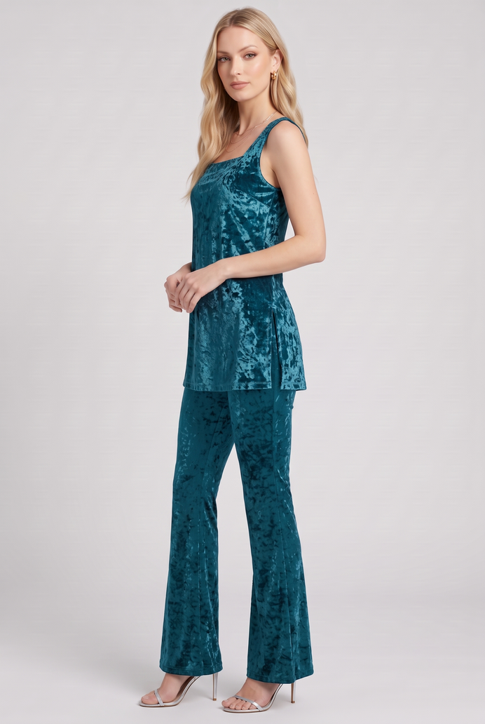 Korean Velvet Sleeveless Co-ord Set