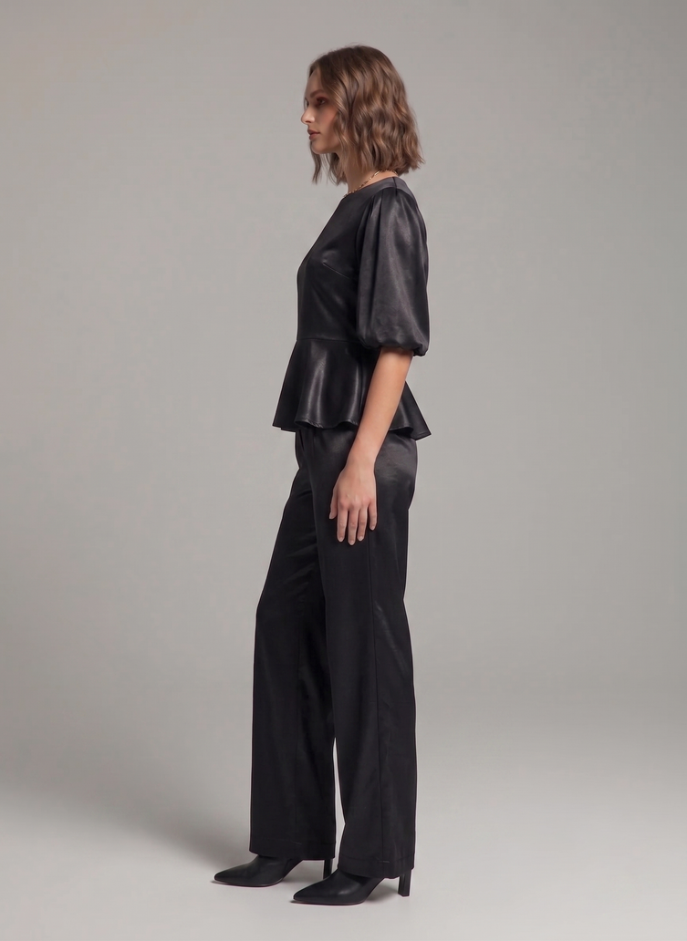 Balloon Sleeve Satin Co-ord Set