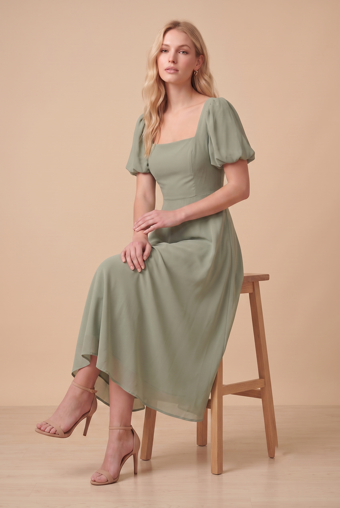 Fit And Flare Georgette Midi Dress