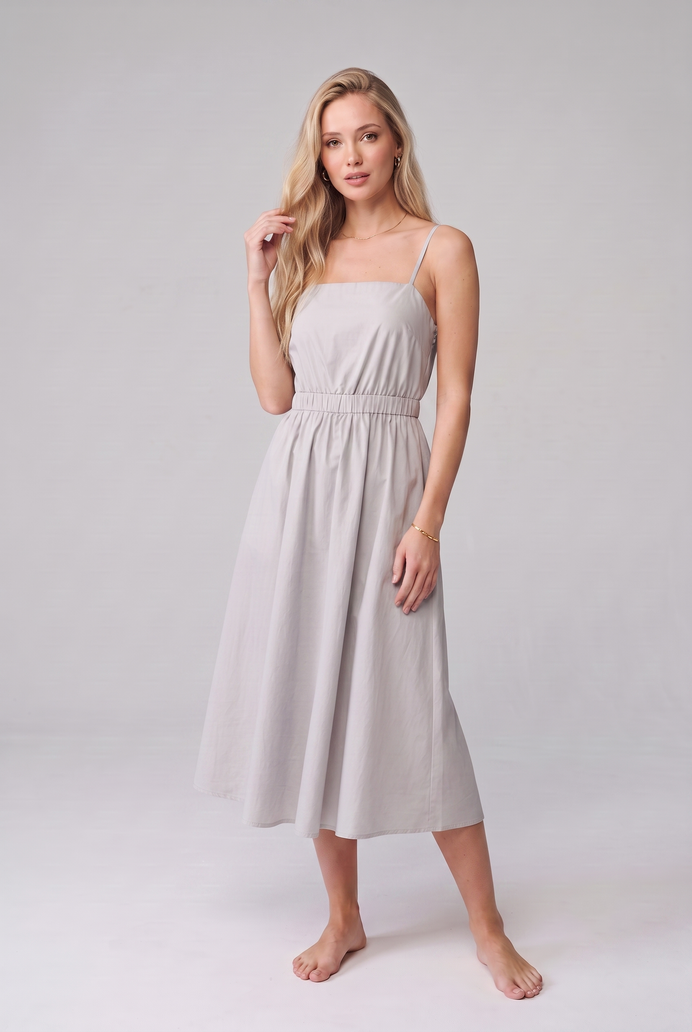 Fit & Flare Cotton Sleeveless Midi Dress