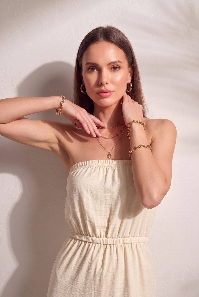 Cotton Tube Side Slit Long Dress
